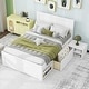 preview thumbnail 1 of 11, Twin Size Storage Platform Bed Frame with Wheels & Drawer Antique White - Twin