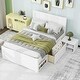 preview thumbnail 3 of 25, Twin Size Wooden Platform Bed Frame with one Storage Rack on Wheels, one Drawer & Two Shelves for Boys Girls, Noise-Free