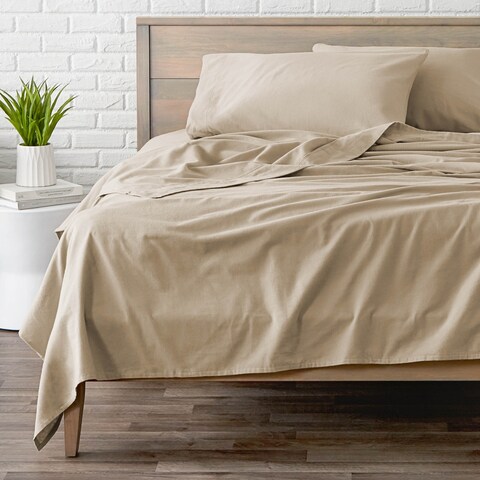 Bare Home Flannel Sheet Set 100% Cotton - Velvety Soft Heavyweight - Double Brushed - Deep Pocket