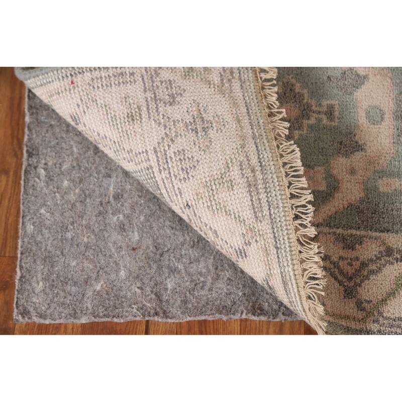 Green Oushak Indian Runner Rug Hand-knotted Wool Carpet - 2'6"x 9'11"