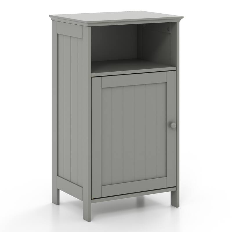 Bathroom Freestanding Adjustable Shelf Floor Storage Cabinet - Grey