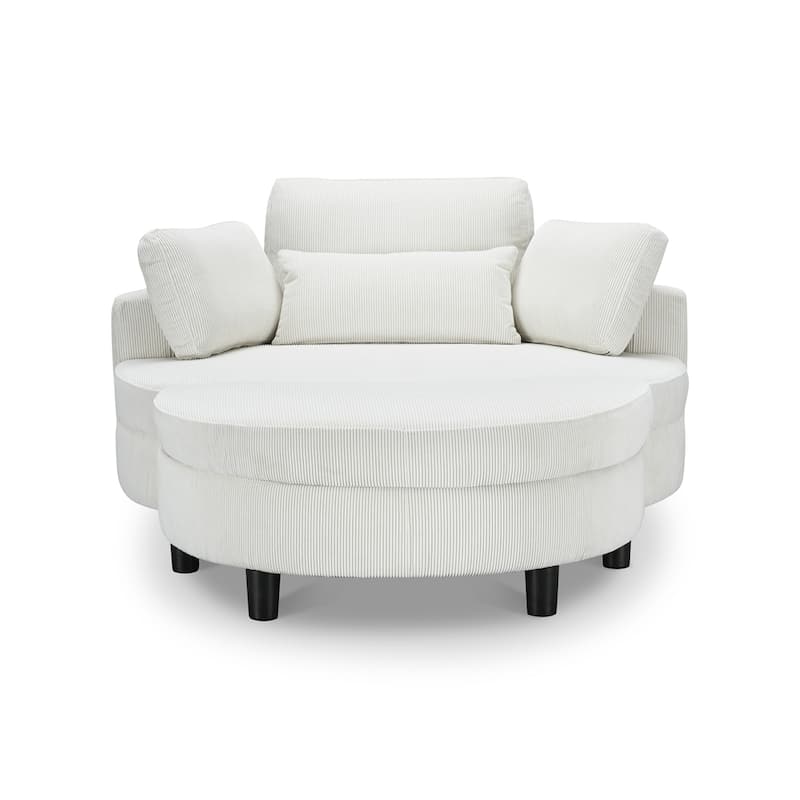 51" Fabric Sofa with Throw Pillows,Waist Pillow and Ottoman
