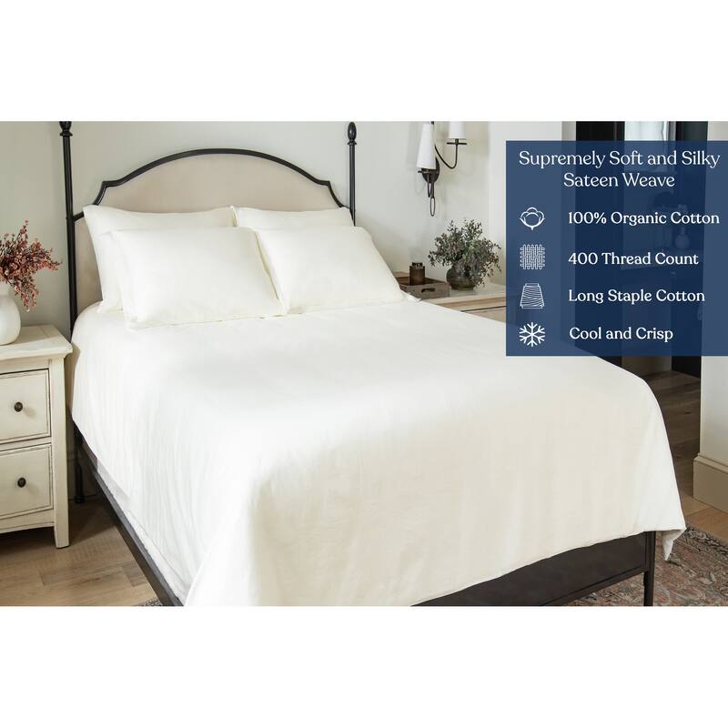 Delara GOTS Certified 100% Organic Cotton Euro Sham, 400 TC Long Staple Cotton,Ultra Soft, Moisture-Wicking, Smooth & Breathable