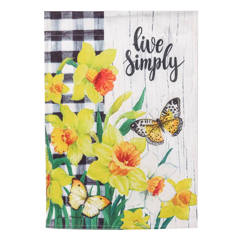 12.5 in. x 18 in. Spring Daffodils Inspirational Check Garden Strie Flag