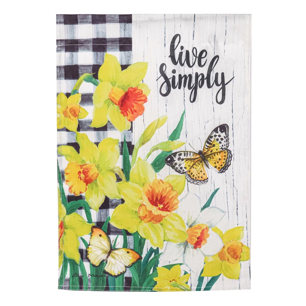 12.5 in. x 18 in. Spring Daffodils Inspirational Check Garden Strie Flag