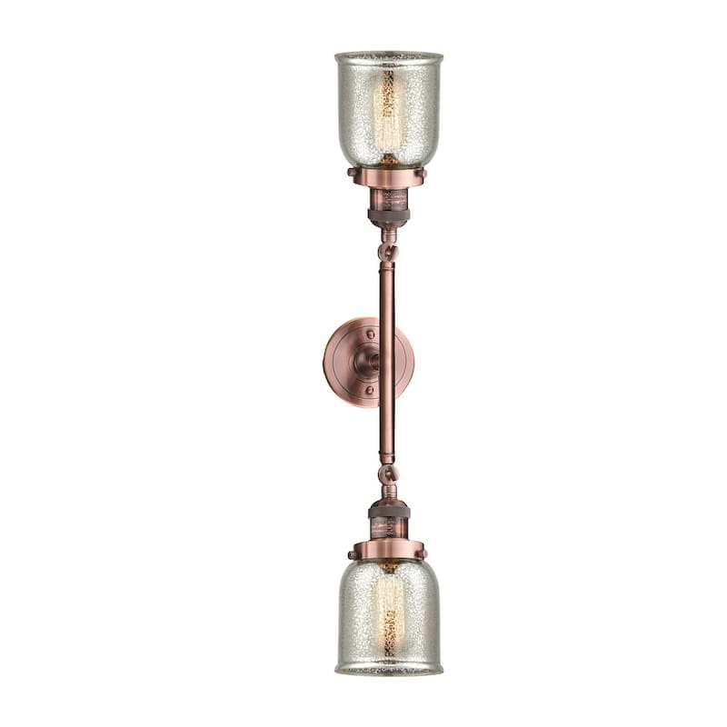 Innovations Lighting Small Bell 2 Light 23" Wide Bathroom Vanity Light - Antique Copper / Silver Plated Mercury