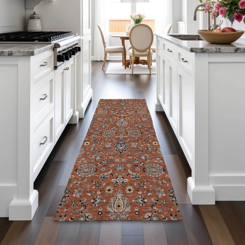 Machine Washable Indoor/Outdoor Traditional Persian Chantille Rug