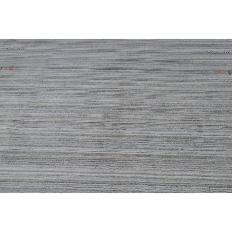 Hand Knotted Oriental Silk Carpet Tribal Animal Pictorial Greys & Charcoal Gabbeh Area Rug - 10' 1'' X 8' 2''