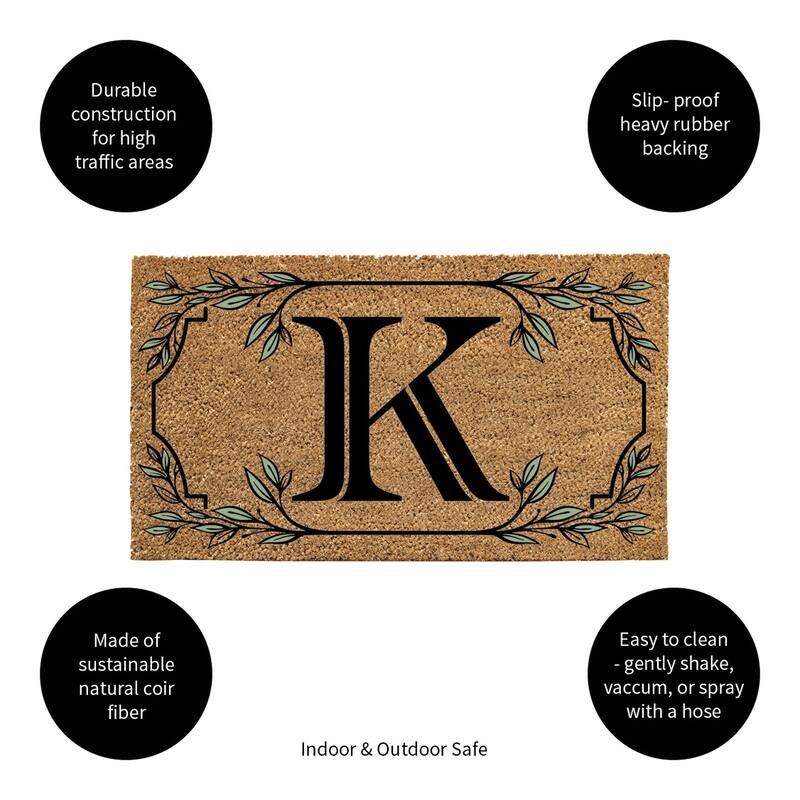 28 in. x 16 in. Monogram Coir Mat, Letter "K"