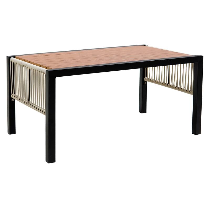 Multi-person Outdoor Iron Sofa Set with A table, Rattan Decoration, Waterproof, Rust-proof, Suitable for Garden