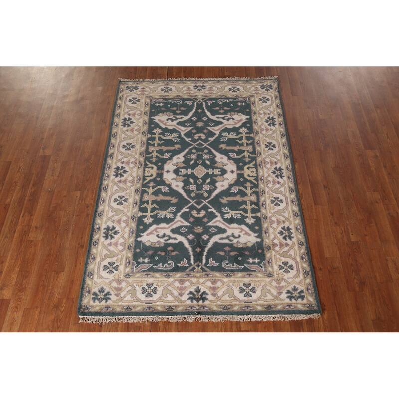 Oushak Indian Area Rug Handmade Wool Carpet - 4'2"x 6'1"
