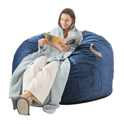 3 ft Memory Foam Bean Bag Chairs for Adults/Teens with Filling,3'Bean Bag Sofa with Ultra Soft Dutch Velvet Cover,Round Bean Bag