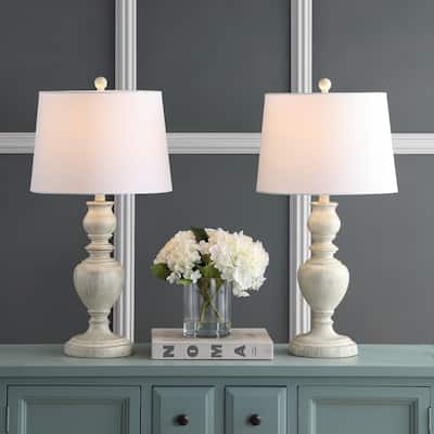 SAFAVIEH Lighting 28-inch Zabi White LED Table Lamp (Set of 2) - 14"x14"x27.5"