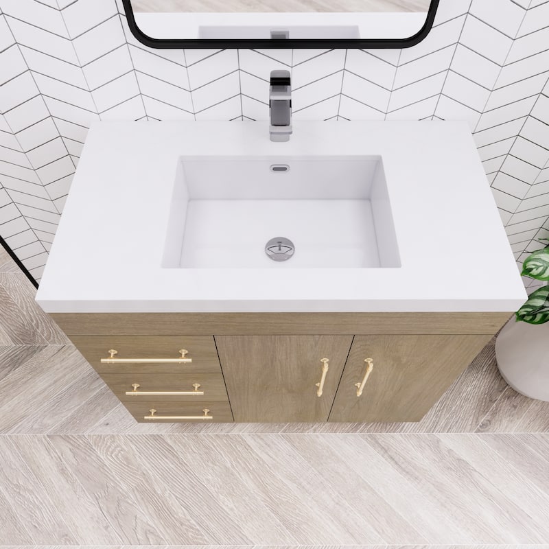 Eliza 36'' Freestanding Vanity(Left Drawers) with Single Sink
