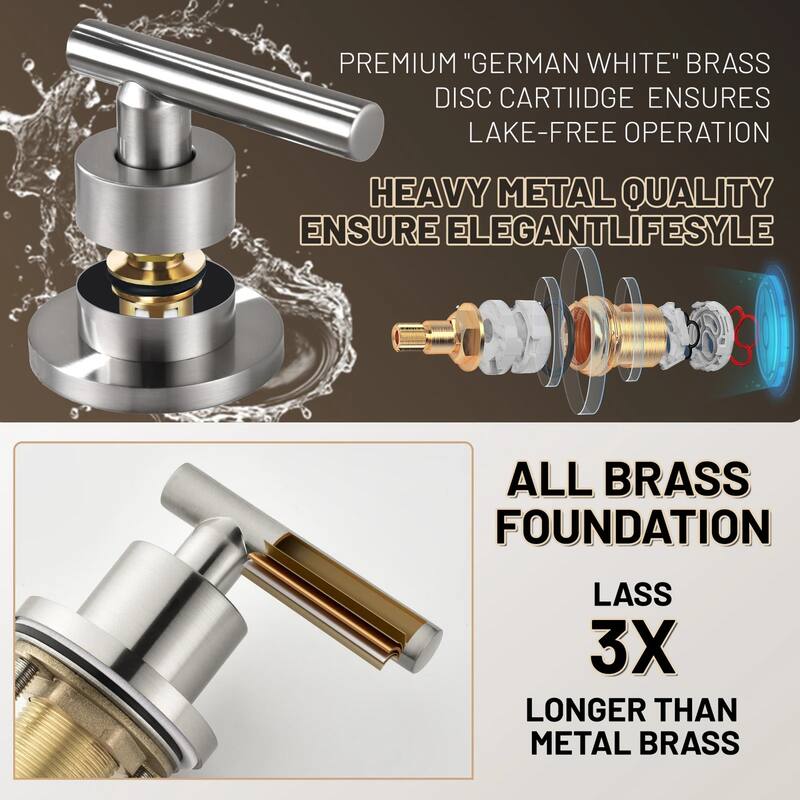 8.3"H Solid Brass Widespread 2-handle Bathroom Sink Faucet with Pop-Up Drain Assembly