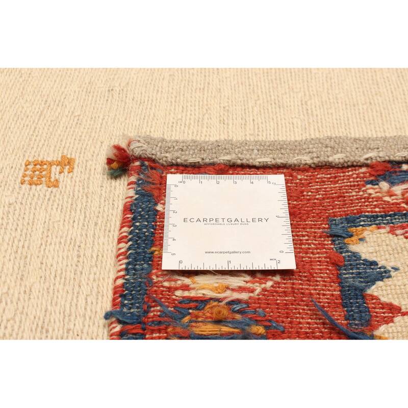ECARPETGALLERY Flat-Weave Kashkuli Cream Wool Tapestry Kilim - 5'11 x 8'0