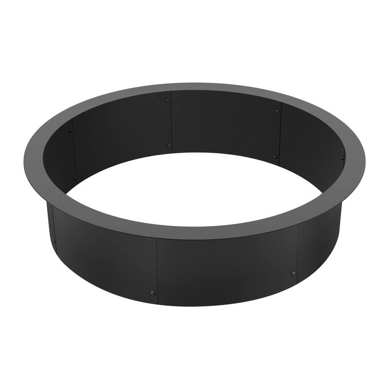 Black Carbon Steel Round Ring Fire Pit Perfect for Outdoor Special Events or Holiday Gatherings