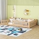 preview thumbnail 19 of 79, Modern Floor Bed with Safety Guardrails and Door, Suitable for Kids Natural