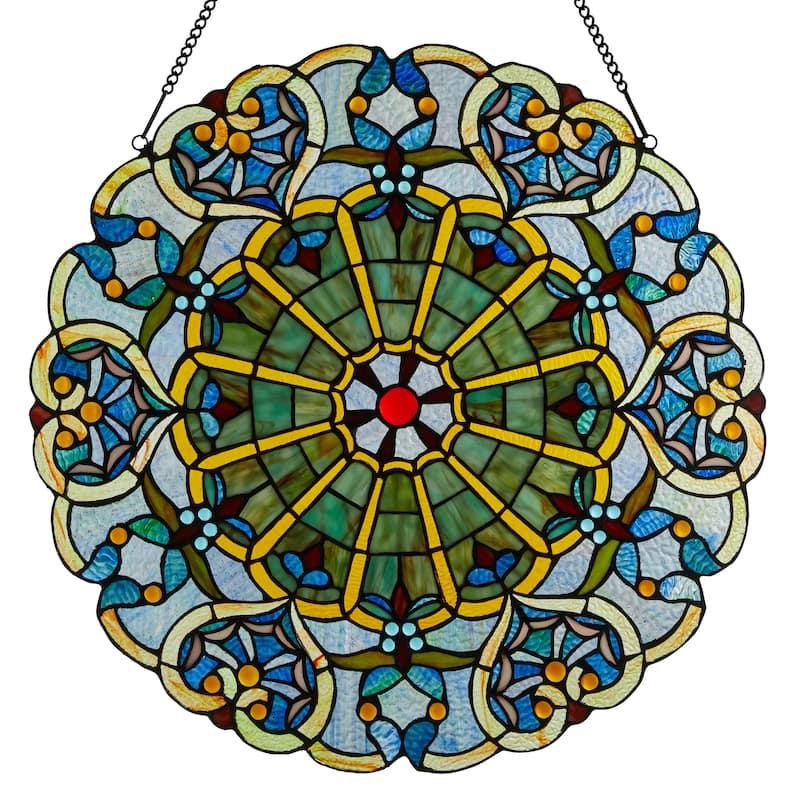 22" H Victorian Stained Glass Window Panel by River of Goods