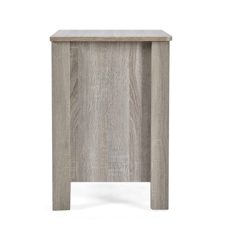 Faux Wood Nightstand with 2 Drawers, Contemporary Design, Easy Toolless Assembly, Storage Organizer for Bedroom