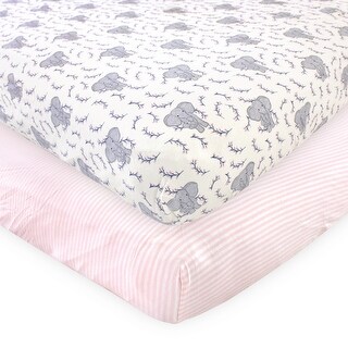 Touched by Nature Baby Girl Organic Cotton Crib Sheet, Girl Elephant, One Size - Girl Elephant - One Size