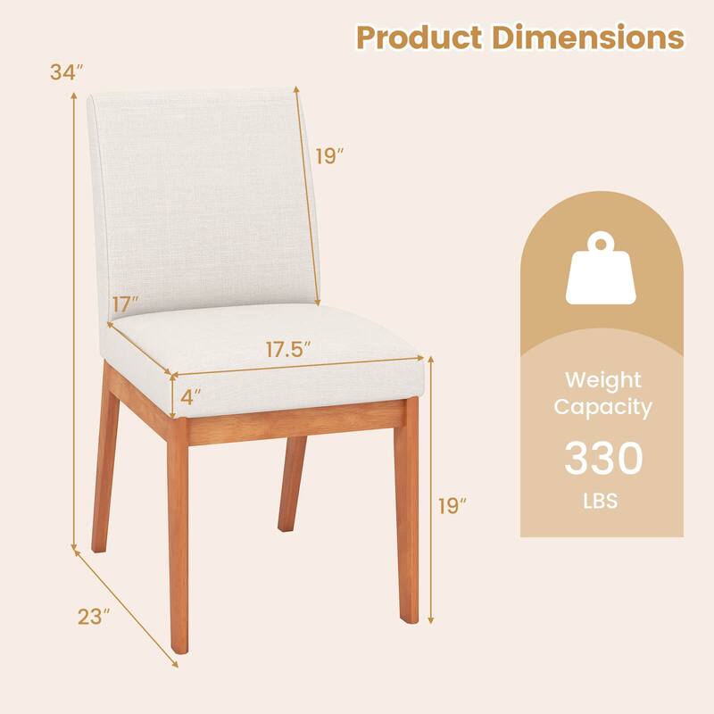 Costway Modern Kitchen Chair Set of 2/4 Dining Chair with Rubber Wood