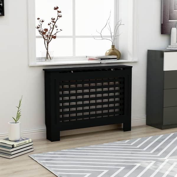 slide 2 of 9, vidaXL Radiator Cover with Top Storage Shelf, 44.1x7.5x32.1 Inches - 44.1"x7.5"x31.9"