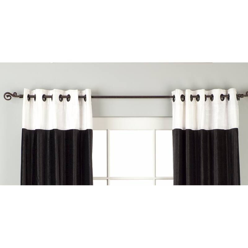Signature Black and White ring top velvet Curtain Panel - Piece