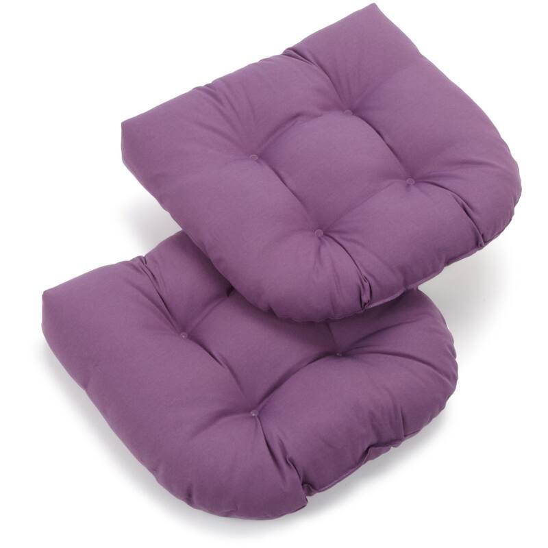 19-inch Twill U-shaped Chair Cushion (Set of 1, 2, or 4) - 19 x 19 - Set of 2 - Grape