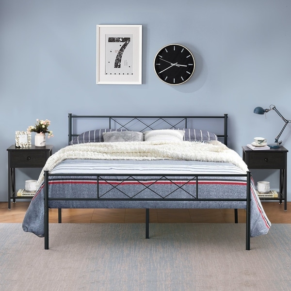 Taomika 3 Pieces Metal Platform Bed Frame with Modern Nightstands Sets. Opens flyout.
