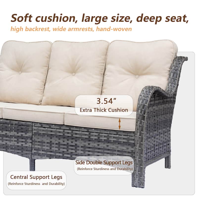 Gray Wicker Rattan Outdoor Patio Furniture Set Swivel Chair with Cushion