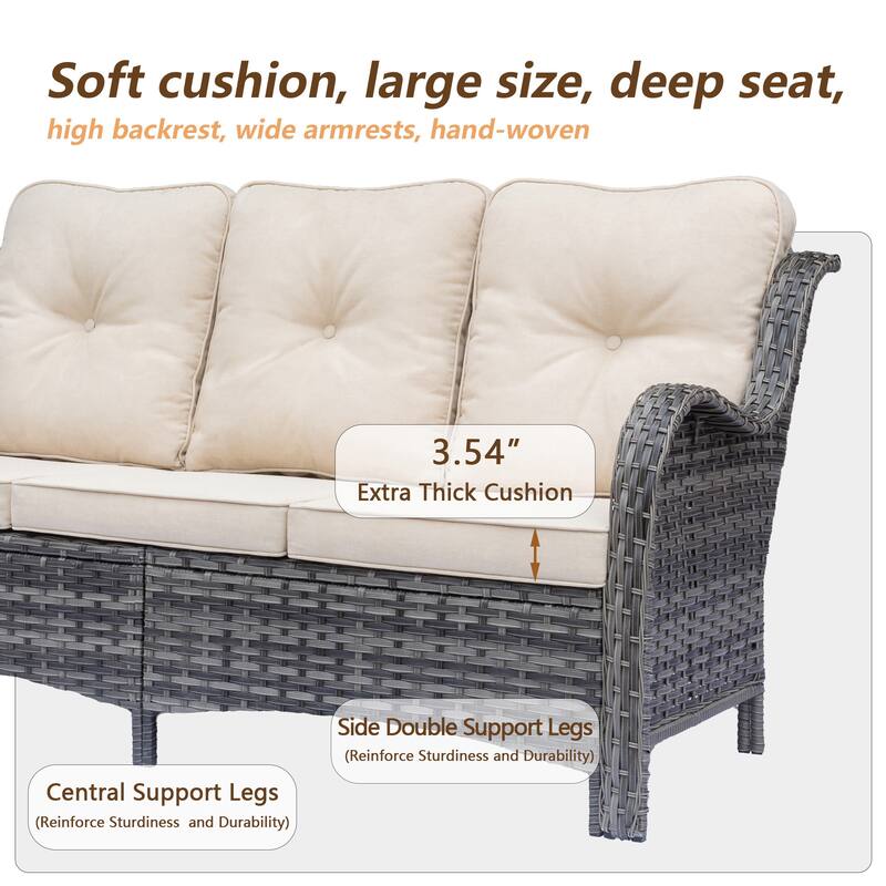 Outdoor Patio Furniture-Gray Wicker Outdoor Swivel Rocker Chairs Set