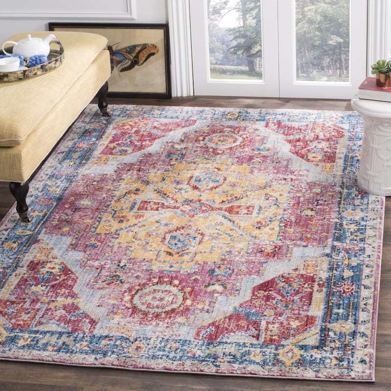 SAFAVIEH Bristol Yaprak Vintage Boho Oriental Polyester Rug - 3' x 5' - Red/Blue