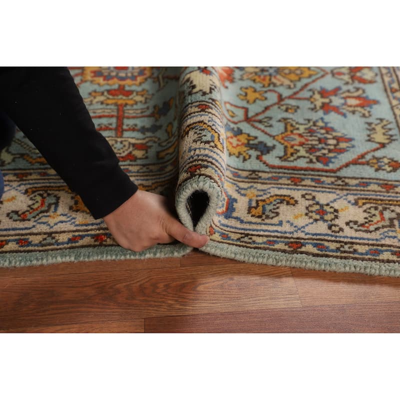 Blue Oushak Oriental Foyer Rug Hand-Knotted Wool Carpet - 4'0"x 6'0"
