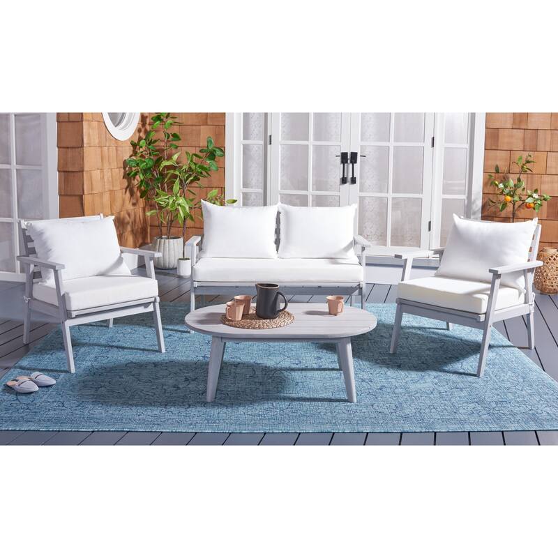 SAFAVIEH Outdoor Deacon 4-piece Conversation Patio Set. - 49" W x 30" D x 31" H