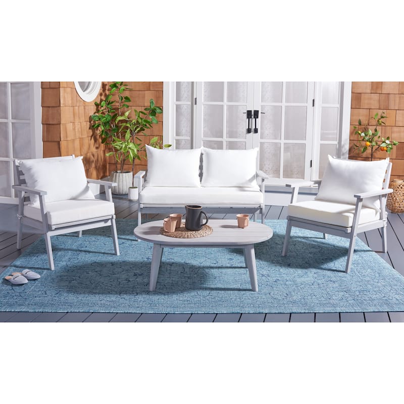SAFAVIEH Outdoor Lupe 4-Piece Conversation Patio Set - 49W x 31D x 30H