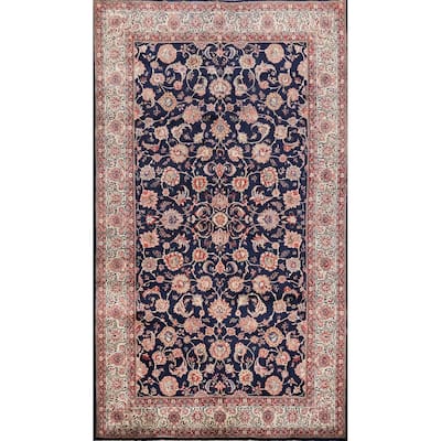 Hand Knotted Oriental 100% Wool Carpet Traditional All-Over Navy Blue & Blues Sarouk Area Rug - 17' 0'' X 10' 4''