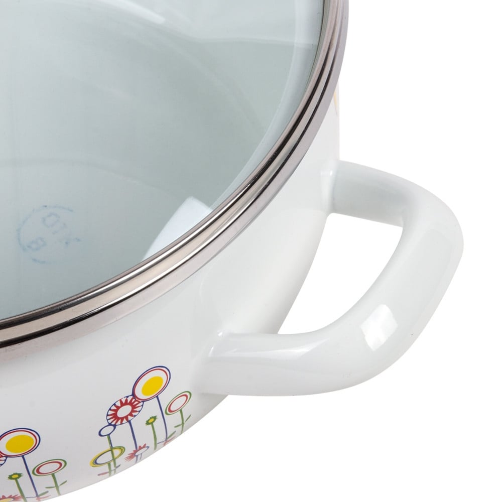 Shop Stp Goods Enamel On Steel 2 6 Quart Pot With A Glass Lid Flowers Overstock 31411427