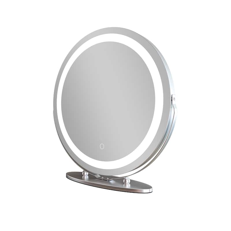 TOOLKISS 19-inch Round Dimmable LED Tabletop Makeup Mirror - 19"