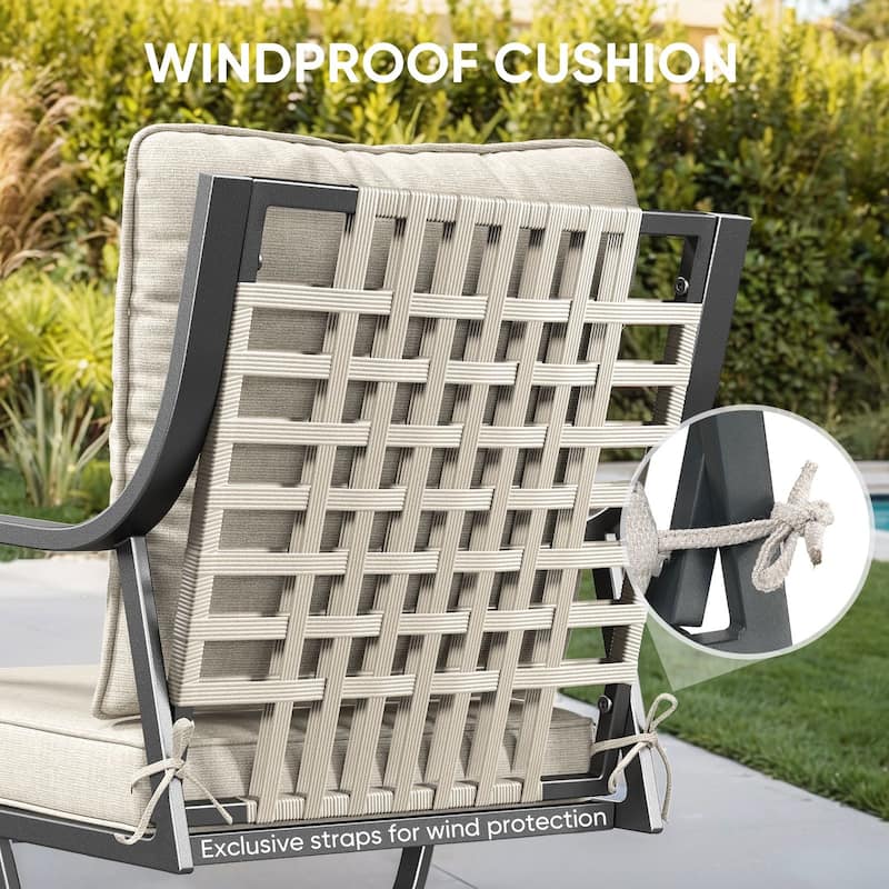 Komodo Metal Frame Dining Chairs with Beige Cushions (2-Pack) - 2-Pack