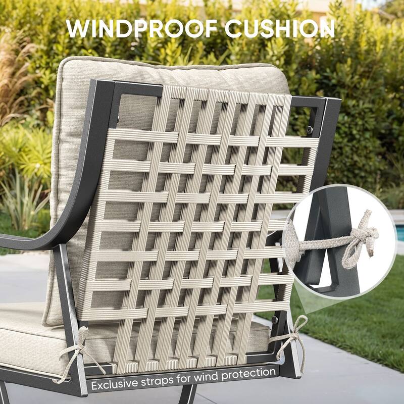 Komodo Metal Frame Dining Chairs with Beige Cushions (4-Pack) - 4-Pack