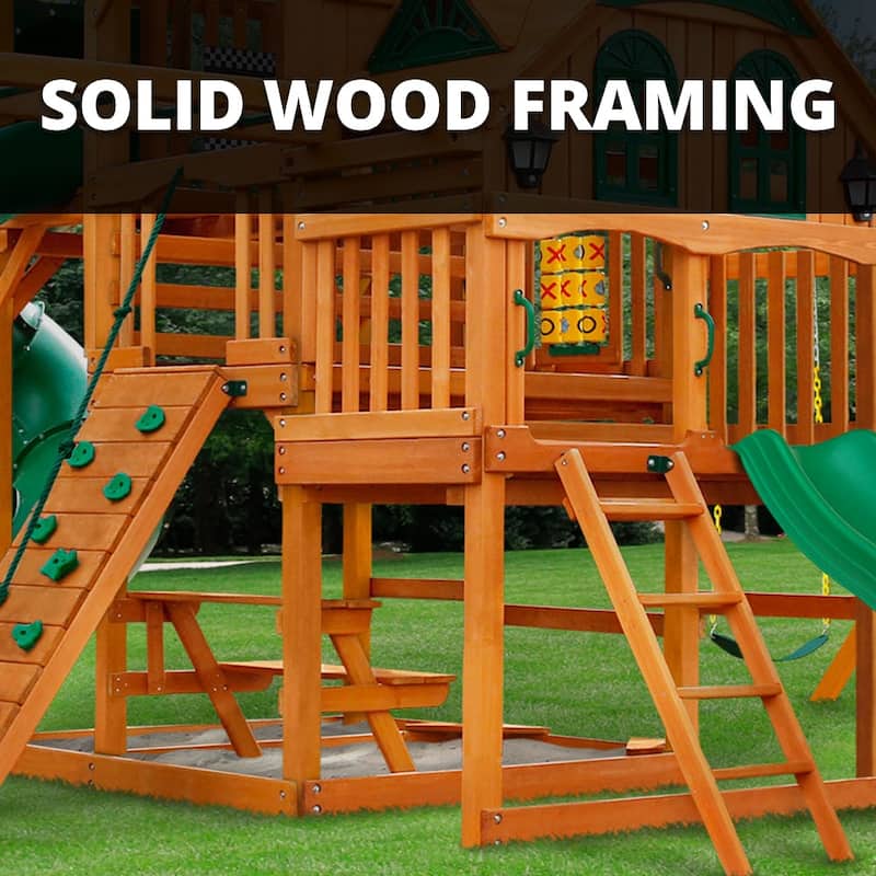 Gorilla Playsets Empire Wooden Swing Set with Monkey Bars - Amber