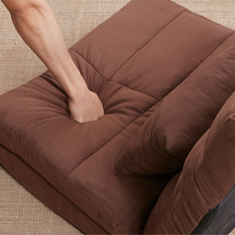Triple Fold Down Sofa Bed, Adjustable Floor Couch Sofa with One Pillow, 5 Reclining Position, Convertible Upholstered Gu
