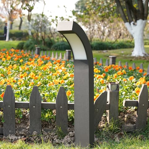 32-Inch Dark Grey Outdoor Bollard Lamp - N/A