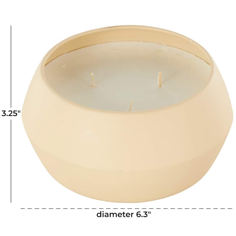 Metal Scented Textured 30oz 3 Wick Decorative Candle with White Wax - Cream, Black or Beige - Roche River Decor