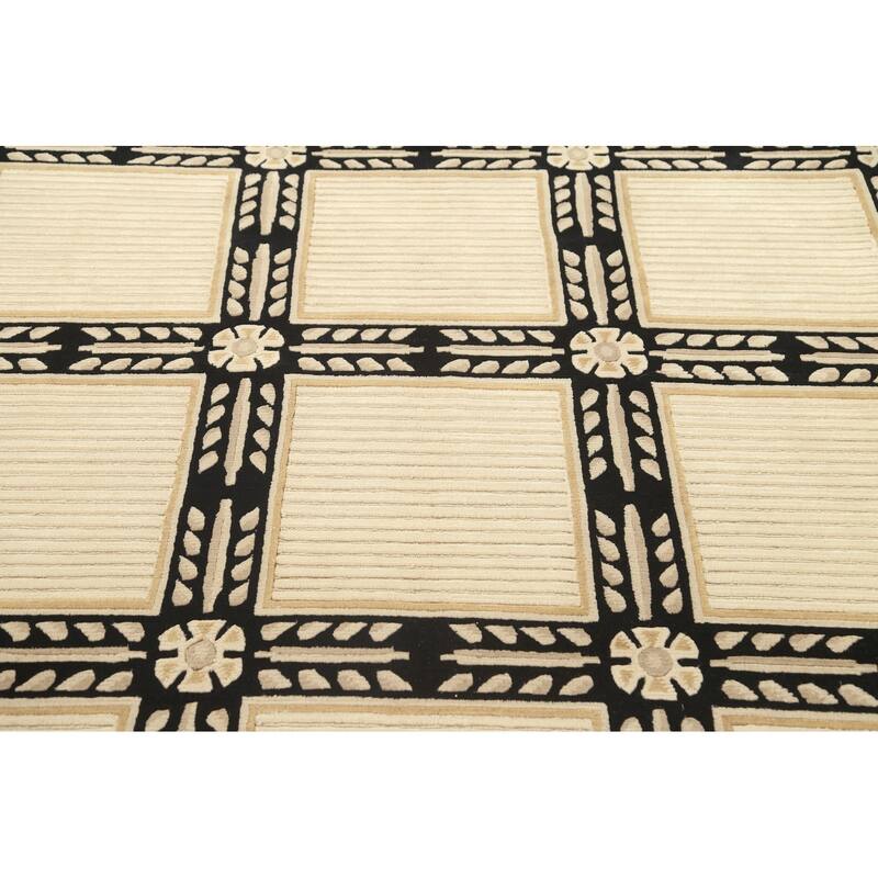 Geometric Nepalese Vegetable Dye Oriental Wool Area Rug Hand-knotted - 6'2" x 9'3"