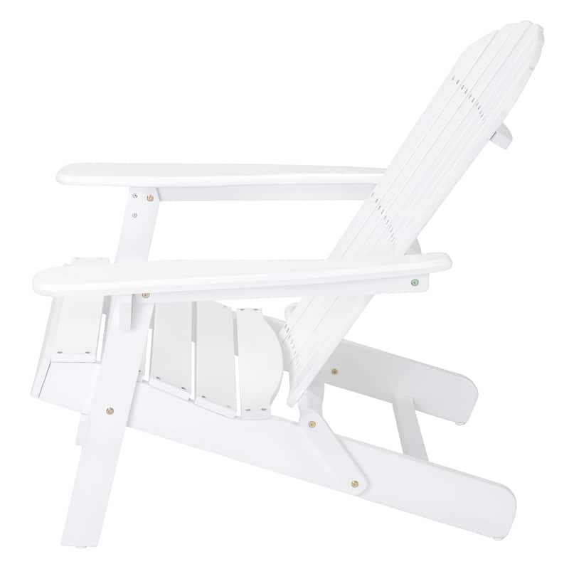 Roomfitters Foldable Wooden Adirondack Chair with Curved Backrest and Wide Armrests, Outdoor Lounge Seating