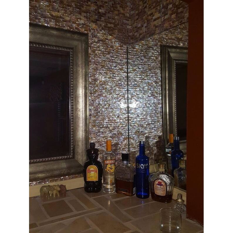 Art3d Peel and Stick Mother of Pearl Shell Tile for Kitchen Backsplash/Bathroom White Rectangle Seamless 6-Pack