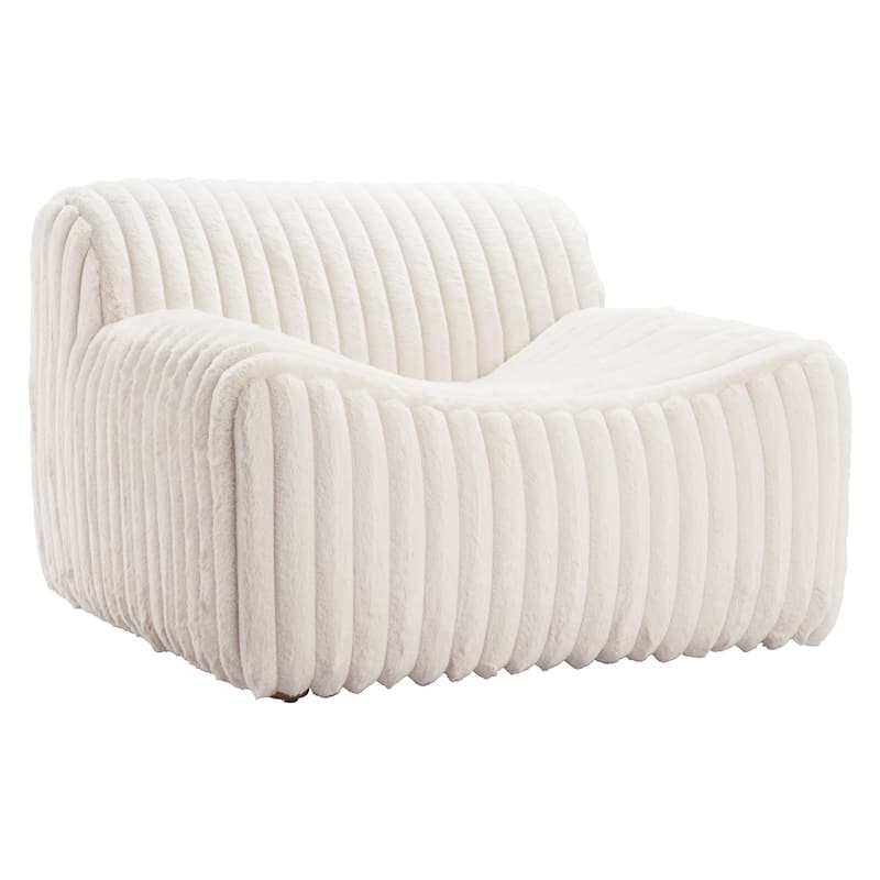 HomeRoots 39" Cream Faux Fur Tufted Lounge Chair - 39' X '28.7' X '37