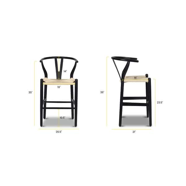 dimension image slide 1 of 4, Poly & Bark Weave 23.5" Seat Height Counter Stool - Solid Wood with Woven Seat